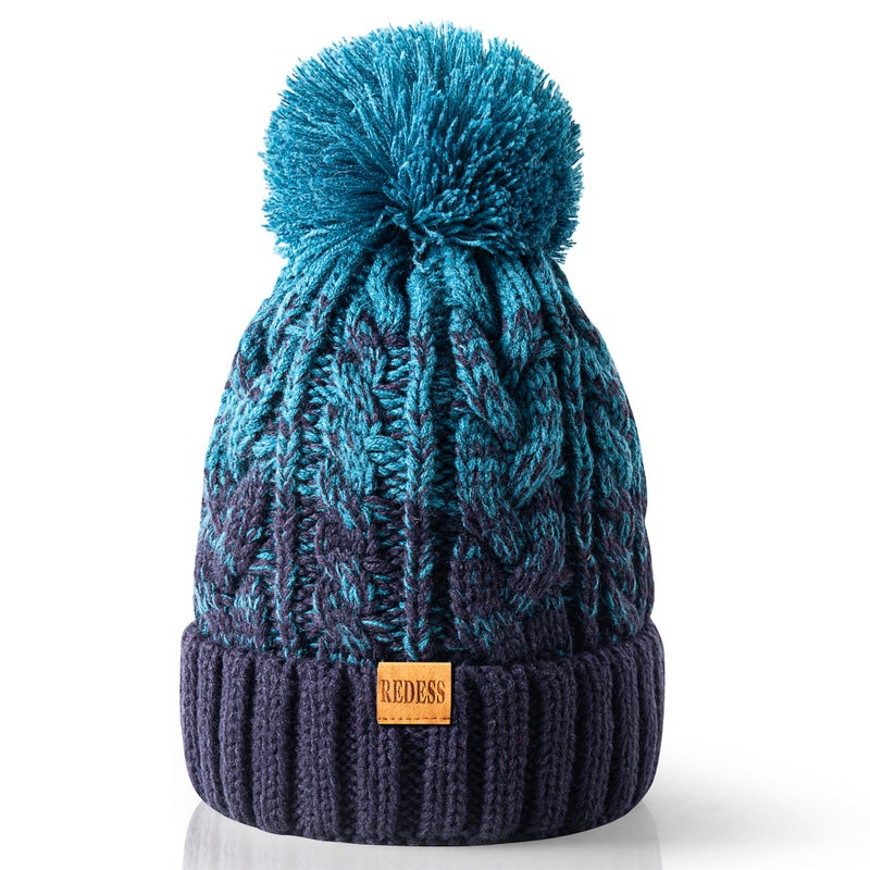 REDESS Women Winter Pompom Beanie Hat with Warm Fleece Lined, Thick Slouchy Snow Knit Skull Ski Capâ€¦ - Image 1